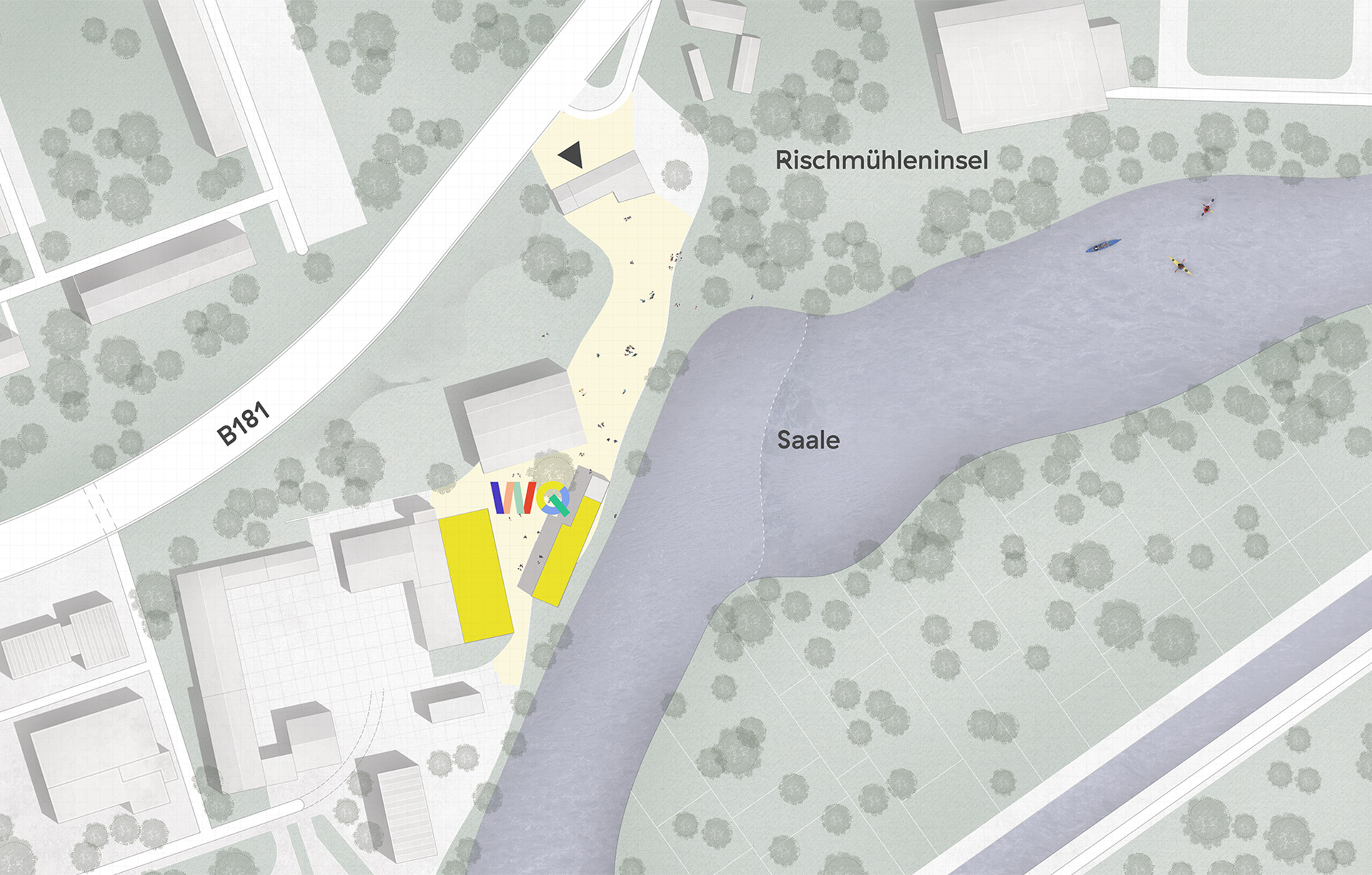 MER_Lageplan 1.1000_Gebäude_und Umgebung_gelb_Werkstatt_grau_m